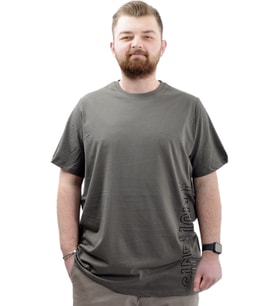 Mode XL Büyük Beden Baskılı Erkek T-Shirt Bisiklet Yaka SIMPLICITY U24046 Haki