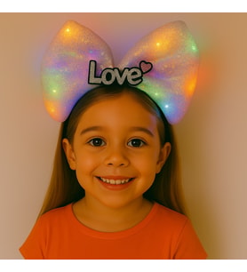 LED Işıklı Love Yazılı Pembe Fiyonk Taç – Kız Çocuk Parti Tacı