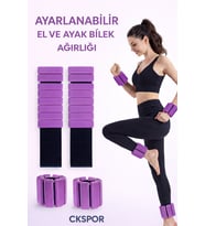 Yeni Nesil Ayarlanabilir El ve Ayak Bilek Ağırlığı  2 Adet, Çıkartılabilir Bloklu Silikon (Mor)