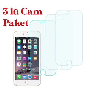 Apple iPhone 6 / 7 / 8 Uyumlu Temperli Kırılmaz Cam Ekran Koruyucu 3 Lü Set