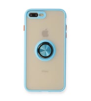 Apple İphone 7 Plus Kılıf Montreal Yüzüklü Silikon Kapak - Buz Mavi