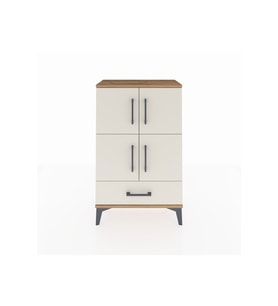 Arges Komodin 4 Raflı Tek Çekmeceli 4 Kapaklı 60x30x96 Çam-Aytaşı