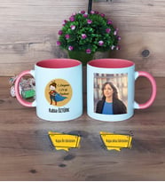 Öğretmenler Günü Hediyesi Kupa Bardak Pembe Fotoğraflı
