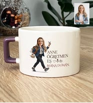 Kişiye Özel Karikatürlü Anne Öğretmen Eş Lüks Fincan Anneler Günü Hediyesi