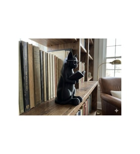 Kitap Okuyan Kedi Figürü Kitaplık Süsü Tatlı Masa Süsü 17 CM