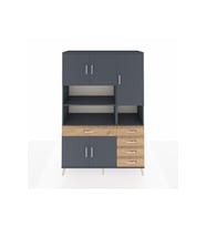 Hyperion Dolap 9 Raflı 5 Çekmeceli 5 Kapaklı 132x44x195 Antrasit-Antrasit/Çam