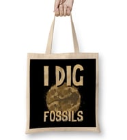 Funny I Dig Fossils Paleontology Pun Dinosaur Bez Çanta Uzun Saplı