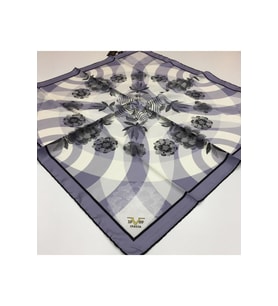 Mandala Desen Black Seri Twill Eşarp Eşarp Askısı ile Birlikte 90x90 cm Gri Krem