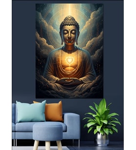 Meditasyon Yapan Budha Sanatı Dekoratif Kanvas - Mdf Ahşap Tablo
