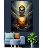 Meditasyon Yapan Budha Sanatı Dekoratif Kanvas - Mdf Ahşap Tablo