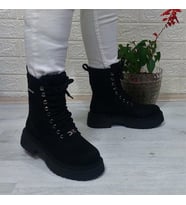 Pierre Cardin 52418 Siyah Süet İçi Kürklü Kaymaz Bayan Bot
