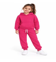 Kız Çocuk Fuşya Kapüşonlu Eşofman Takımı Kanguru Cepli Sweatshirt ve Jogger Alt 2’li Set
