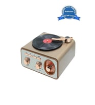 Metalik Nostaljik Tasarım Plak Çalar Görünümlü Radyolu Bluetooth Hoparlör Retro Müzik Plak