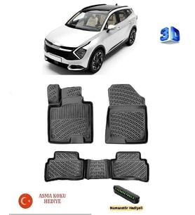 Rizline Kia Sportage 2022 Sonrası (Mild Hybrid) Uyumlu 3D Havuzlu Paspas ASMA KOKU VE NUMARATÖR HEDİYELİ