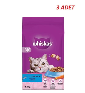 Whiskas Yetişkin Ton Balıklı Kedi Maması 1.4 Kg*3 Adet