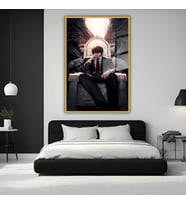 Metal Çerçeveli Temperli Cam Tablo Death Note Yagami Light (Gold)
