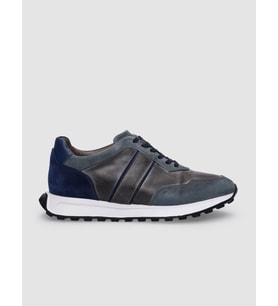 %100 Hakiki Deri Gri Bağcıklı Erkek Sneaker