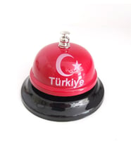 Resepsion Basmalı Metal Zil Nostalji Resepsion Müzikal Çan Türk Bayraklı  (Siyah)