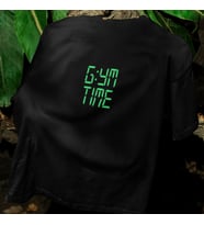GYM TIME BASKILI UNISEX BİSİKLET YAKA PAMUKLU OVERSIZE KALIP KISA KOLLU T-SHIRT (Düz Siyah)