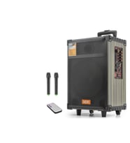 Bluetooth Hoparlör Fm Radyo 12 Inç Usb Tf Aux Çift Mikrofonlu Kumandalı - Siyah NDRC12