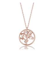 Gümüş Kolye Pırlanta Kolye ( Hayat Ağacı Kırmızı) (Rose - Gümüş)