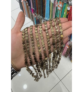 Hematit Taşı Yıldız Kesim 8mm- Parlak Antik Sarı Doğal Taş Dizi