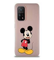 Xiaomi Mi 10T Pro Soft Premier Kapak Mickey Mouse-B Tasarımlı Silikon Kılıf - Pudra (Şeffaf)