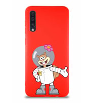 Samsung Galaxy A50S Soft Premier Kapak Sandy Tasarımlı Silikon Kılıf - Kırmızı (Şeffaf)