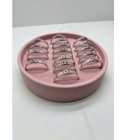 Süet Kumaş Pembe Renk 20x20 Cm Yuvarlak Batırmalı Bileklik Kelepçe Tablası