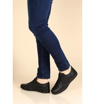 Hakiki Deri Ortopedik  Erkek Casual Ayakkabı 662MA03 (Siyah)