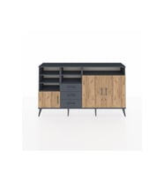 Arges Konsol 7 Raflı 3 Çekmeceli 3 Kapaklı 176x30x99 Antrasit-Çam/Antrasit