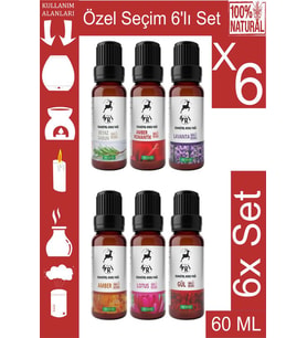 Mrl Özel Seçim 6'lı Set Saf Esansiyel Uçucu Yağ Buhurdanlık Yağı 10ml6x1