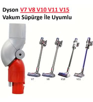 DYSON Elektrikli Süpürge Mobilya Altı Adaptörü Aparatı V7/V8/V9/V10/V11/V15 İle Uyumlu (Kırmızı - Açık Gri)