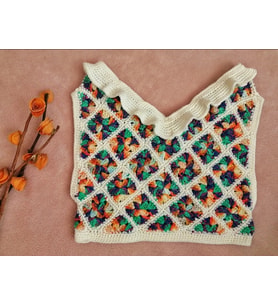 El Yapımı Fırfırlı Süveter, Renkli Crop Süveter, V Yaka Süveter (Karışık)