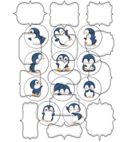 Yenilebilir Şeker Kağıdı Penguen Temalı Pasta Süsleme