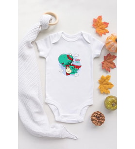 Özel Tasarım Sevimli Dinazor 1 Super Dino Bebek Body Beyaz