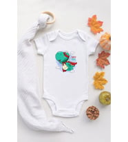 Özel Tasarım Sevimli Dinazor 1 Super Dino Bebek Body Beyaz