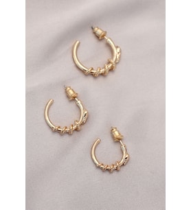 Yılan Tasarımlı Halka Model Gold Metal Küpe Seti (Çok Renkli)