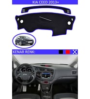 Kia Ceed 2013+ Modelleri Için Uygun Torpido Koruma Halısı Siyah Kenar Renk Mavi