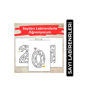 Sayıları Labirentlerle Öğreniyorum (21 Sayfa A4 Boyut)