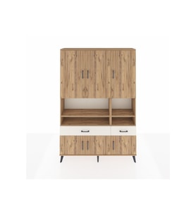 Arges Dolap 8 Raflı 2 Çekmeceli 6 Kapaklı 132x30x195 Çam-Çam/Aytaşı
