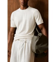 Erkek Bisiklet Yaka Kısa Kollu İnce Triko Slim Fit Günlük Şık Triko T-Shirt