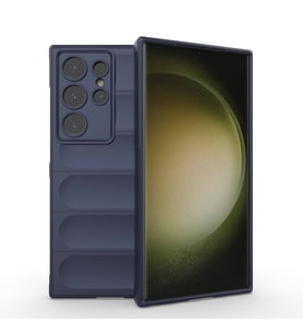 Galaxy S24 Ultra Kılıf Esnek TPU Oyuklu Arka Yüzey Tasarımlı Etnik Silikon Kapak (Lacivert)