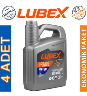 Lubex Primus EC 5W-30 5 Lt Tam Sentetik Motor Yağı (4 Adet)