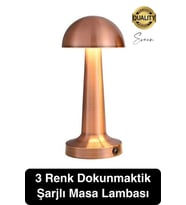 Premium Şarjlı Dokunmatik Masa Lambası 3 Renk Ayarlanabiir Parlaklık Abajur Ambians Dekoratif Klasik (Çok Renkli)