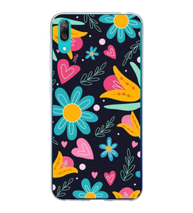 PrintiFy Huawei Y7 Pro 2019 ile Uyumlu 1mm Slim Fit Retro Renkler 1 Baskılı Şeffaf  Kılıf