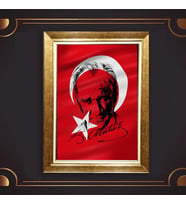 Altın Varaklı Çerçeveli Paspartulu Atatürk Tablo nl02A442 (Gold)
