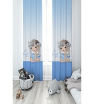 MEKTA HOME BEBEK VE ÇOCUK ODASI Romantic Girl Desenli Mavi 2 Kanat Fon Perde