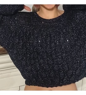 ChicLookDesign El Örgüsü Simli Kadın Kazak/Crop