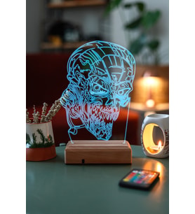 Özel Tasarım 3D Fantastik Kurukafa 16 Renk Dekoratif Led Lamba